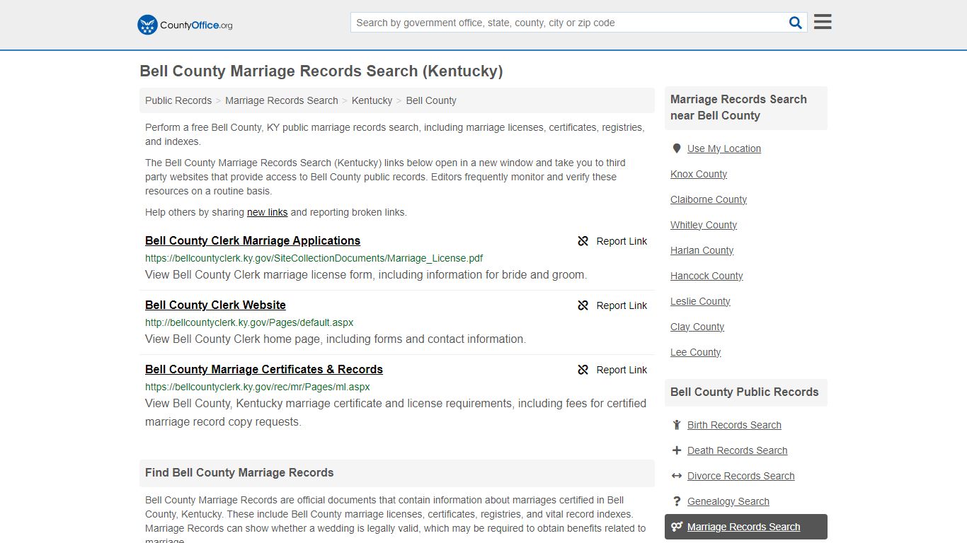 Marriage Records Search - Bell County, KY (Marriage Licenses ...